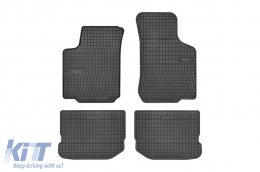 Specific rubber mats suitable for VW Bora, Golf IV, New Beetle, Seat Leon, Toledo 1999-2005, Skoda Octavia 1997-2010, 4-piece set, black color-image-6250387