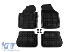Specific rubber mats suitable for VW Caddy 2003-2020, Caddy Maxi 2007-2020 with third row folding seats, 5-7 seats, 4-piece set, black color-image-6213314
