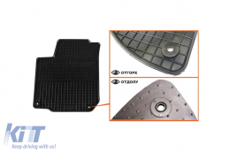 Specific rubber mats suitable for VW Golf IV 1998-2003, Bora 1998-2005, Beetle 1998-2011, Seat Toledo 1999-2004, Seat Leon 1999-2005, 4-piece set, black color-image-6226244