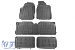 Specific rubber mats suitable for VW Sharan, Seat Alhambra 1995-2010, Ford Galaxy 1995-2006, 7 seats, Set of 5 pcs, grey