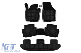 Specific rubber mats suitable for VW Sharan, Seat Alhambra after 2010, 7 seats, 4-piece set, black color - ABFMV6015953