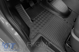 Specific rubber mats suitable for VW T5 Transporter, Caravelle, Multivan after 2003, T6 Transporter, Caravelle, Multivan after 2015, 3 seats, 3-piece set, black color-image-6249156
