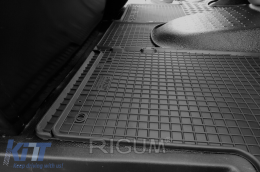 Specific rubber mats suitable for VW T5 Transporter, Caravelle, Multivan after 2003, T6 Transporter, Caravelle, Multivan after 2015, 3 seats, 3-piece set, black color-image-6249157