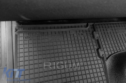 Specific rubber mats suitable for VW T5 Transporter, Caravelle, Multivan after 2003, T6 Transporter, Caravelle, Multivan after 2015, 3 seats, 3-piece set, black color-image-6249158