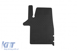 Specific rubber mats suitable for VW T5 Transporter, Caravelle, Multivan with tunnel after 2003, T6 Transporter, Caravelle, Multivan with tunnel after 2015, 2 seats, 4-piece set, black color-image-6250120