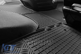 Specific rubber mats suitable for VW T5 Transporter, Caravelle, Multivan with tunnel after 2003, T6 Transporter, Caravelle, Multivan with tunnel after 2015, 2 seats, 4-piece set, black color-image-6250125
