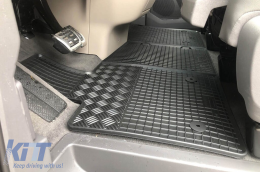 Specific rubber mats suitable for VW T7 Multivan after 2022, 2 seats, 3-piece set, black color-image-6250087