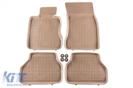 image-6-Spezifische Gummimatten geeignet für BMW 5er Serie E60 Limousine, E61 Kombi 2003-2010, 4-teiliges Set, beige Farbe