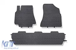 Spezifische Gummimatten geeignet für Citroen Berlingo, Peugeot Partner 2008-2018, 3-teiliges Set, schwarze Farbe-image-6227748