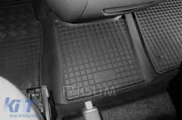 Spezifische Gummimatten geeignet für Ford Tourneo Custom nach 2018, 2 oder 3 Sitze mit Regalfach, 3-teiliges Set, schwarze Farbe-image-6249815