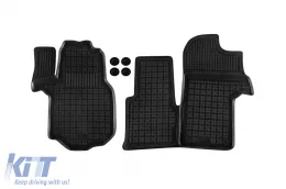 Spezifische Gummimatten geeignet für VW Crafter, Man TGE nach 2017, für die erste und zweite Sitzreihe, 3-teiliges Set, schwarze Farbe-image-6213394