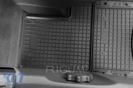 Spezifische Gummimatten geeignet für VW T5 Transporter, Caravelle, Multivan mit Tunnel nach 2003, T6 Transporter, Caravelle, Multivan mit Tunnel nach 2015, 2 Sitze, 4-teiliges Set, schwarze Farbe-image-6250126
