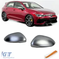 image-57-Spiegelkappen silber matt zur Ersatz, geeignet für VW Golf 8 + ID.3 mit Spurhalteassistent