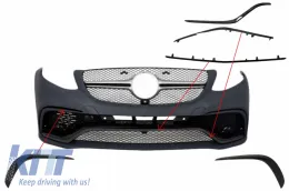 image-22-Spoiler anteriore Splitter Flaps Flics per Mercedes GLE Coupé C292 15-18 Nero lucido