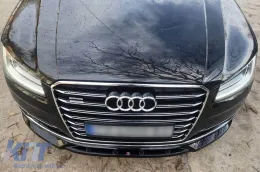 Spoiler Maxton Design adatto per paraurti anteriore dell'Audi A8 D4 2013-2017, verniciato di nero-image-6140229
