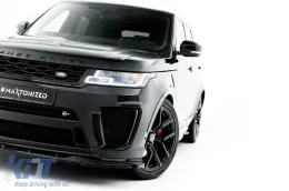 Spoiler Maxton Design adatto per paraurti anteriore SVR su Land Rover Range Rover Mk2 Facelift 2018-2022, verniciato di nero-image-6153188