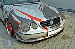 Spoiler Maxton Design adatto per paraurti anteriore standard della Mercedes CL C215 1999-2006, verniciato di nero-image-6238868