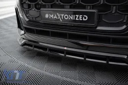 Spoiler Maxton Design adecuado para el parachoques delantero S-Line en Audi SQ8, Q8 después de 2023, lacado en negro-image-6140316