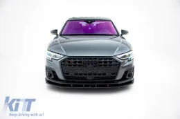 Spoiler Maxton Design adecuado para el parachoques delantero del Audi S8, A8 S-Line D5 después de 2021, lacado en negro-image-6140523