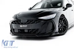 Spoiler Maxton Design versión 1 adecuado para el parachoques delantero S-line del Audi A6 S-line C9 Avant después de 2025, lacado en negro-image-6235596