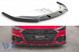 image-56-Spoiler Maxton Design version 2 adapté au pare-chocs avant S-Line sur Audi A7 C8 après 2017, laqué noir