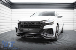 Spoiler Maxton Design version 2 adapté au pare-chocs avant de l'Audi SQ8, Q8 S-Line 2018-2023, laqué noir-image-6140633