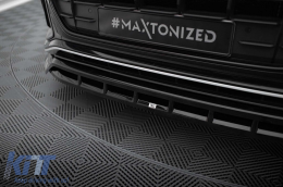 Spoiler Maxton Design version 2 adapté au pare-chocs avant de l'Audi SQ8, Q8 S-Line 2018-2023, laqué noir-image-6140634
