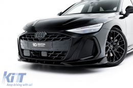 Spoiler Maxton Design version 2 adapté au pare-chocs avant S-line de l'Audi A6 S-Line C9 Avant après 2025, laqué noir-image-6235609
