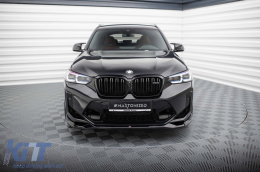 Spoiler Maxton Design version 2 adapté au pare-chocs avant de BMW X3 F97 après 2021, laqué noir-image-6236331