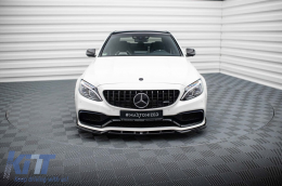Spoiler Maxton Design version 2 adapté pour pare-chocs avant A Design sur Mercedes C63 W205 berline, S205 break 2015-2018, laqué noir-image-6238861
