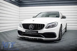 Spoiler Maxton Design version 2 adapté pour pare-chocs avant A Design sur Mercedes C63 W205 berline, S205 break 2015-2018, laqué noir-image-6238863