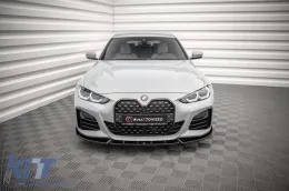 Spoiler Maxton Design versión 2 adecuado para el parachoques M delantero en BMW Serie 4 Gran Coupe G26 después de 2021, lacado en negro-image-6143486