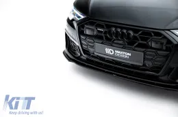 Spoiler Maxton Design versione 1 adatto per paraurti anteriore S6, S-Line dell'Audi A6 C8 berlina, Avant dopo il 2019, verniciato di nero-image-6140180