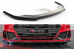 image-34-Spoiler Maxton Design versione 1 adatto per paraurti anteriore S-Line su Audi A7 C8 dopo il 2017, verniciato di nero