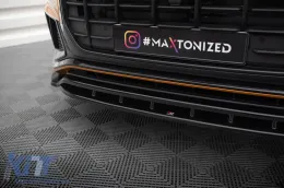 Spoiler Maxton Design versione 1 adatto per paraurti S-Line anteriore dell'Audi Q8, SQ8 dopo il 2018, verniciato di nero-image-6140397