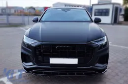 Spoiler Maxton Design versione 1 adatto per paraurti S-Line anteriore dell'Audi Q8, SQ8 dopo il 2018, verniciato di nero-image-6140402