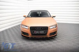 Spoiler Maxton Design versione 2 adatto per paraurti anteriore dell'Audi A7 C7 2010-2014, verniciato di nero-image-6140187