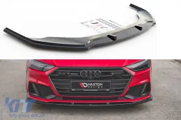 image-35-Spoiler Maxton Design versione 2 adatto per paraurti S-Line anteriore su Audi A7 C8 dopo il 2017, verniciato di nero