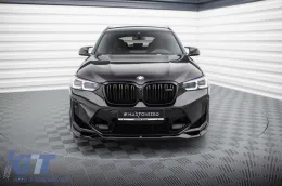 Spoiler Maxton Design versione 2 adatto per paraurti anteriore di BMW X3 F97 dopo il 2021, laccato nero-image-6236331