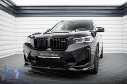 Spoiler Maxton Design versione 2 adatto per paraurti anteriore di BMW X3 F97 dopo il 2021, laccato nero-image-6236333