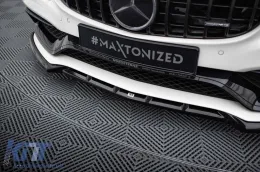 Spoiler Maxton Design versione 2 adatto per paraurti anteriore A Design su Mercedes C63 W205 berlina, S205 station wagon 2015-2018, laccato nero-image-6238862