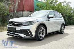 Spoiler Paraurti Labbro per VW Tiguan II Mk2 R/R Line Facelift 2020-2024 Nero-image-6113764