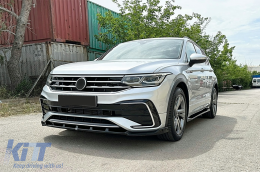 Spoiler Paraurti Labbro per VW Tiguan II Mk2 R/R Line Facelift 2020-2024 Nero-image-6113765