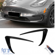 image-0-Spoiler surrounds fog lights black gloss fits for Tesla Model 3
