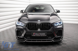 Spoiler version 2 Maxton Design adapté au pare-chocs avant de la BMW X6M F96 après 2020, laqué noir-image-6236416