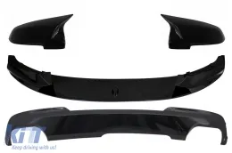 image-2-Spojler za branik na prednjem Lip s Presvlaka retrovizora i dvostrukim izlaznim difuzorom zraka Piano crna pogodan za BMW serije 5 F10 F11 Sedan Touring (2015-2017) M-Perfomance dizajn