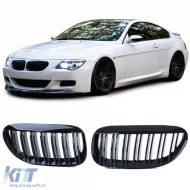 image-14-Sport-Doppelsteg-Nierengrill in Hochglanzschwarz geeignet für BMW 6er Serie E63 E64