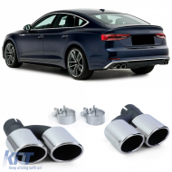 Sport exhaust tailpipes 4-pipe trims stainless steel pair for Audi A5 8T from 11