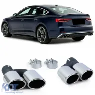 image-47-Sport exhaust tailpipes 4-pipe trims stainless steel pair for Audi A5 8T from 11