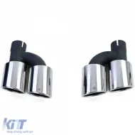 Sport exhaust tailpipes 4-pipe trims stainless steel pair for Audi A5 8T from 11-image-6277496